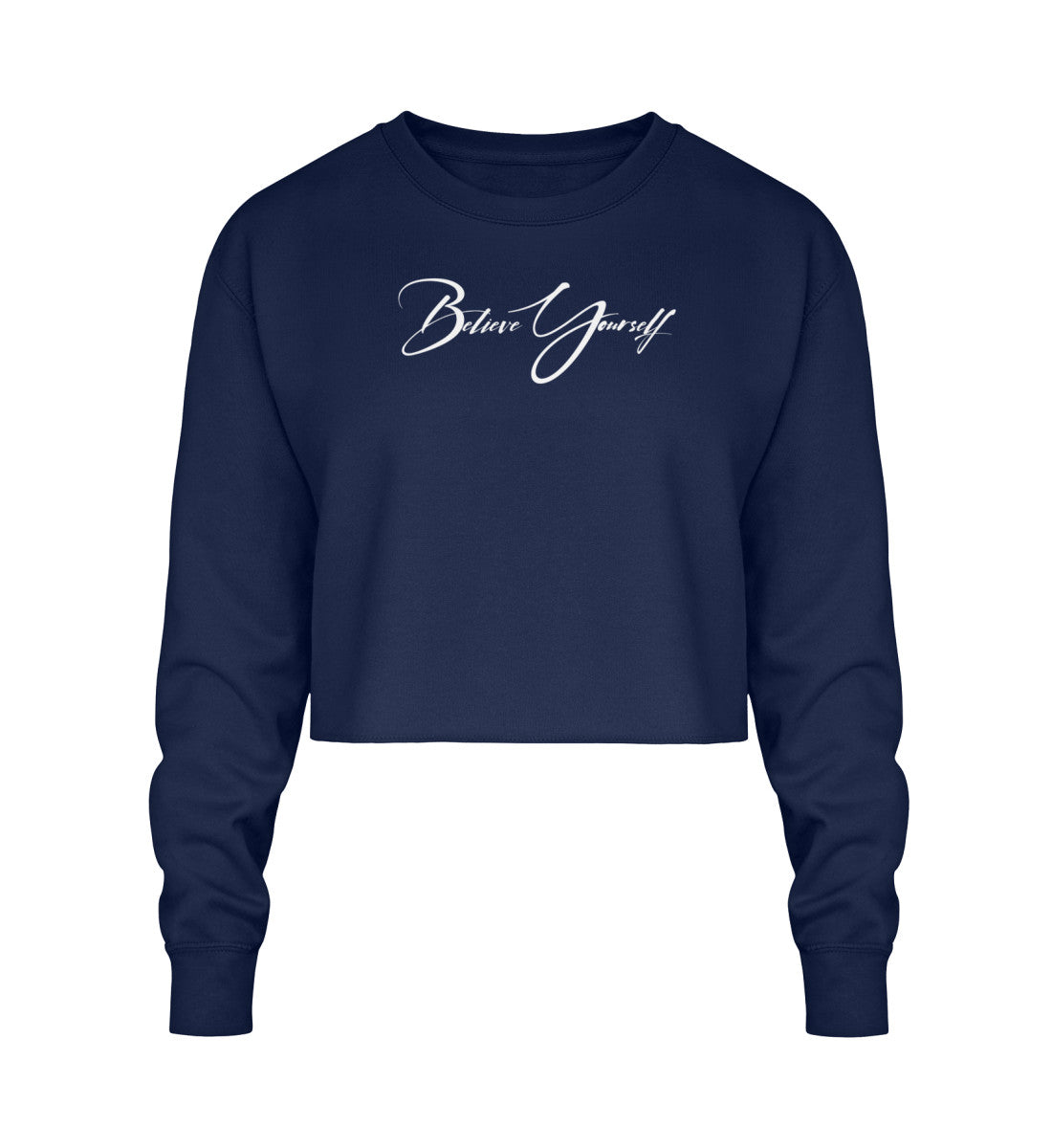 Cropped Sweatshirt blau veredelt mit einem einzigartigen Signature design hochwertig lässig und bequem 