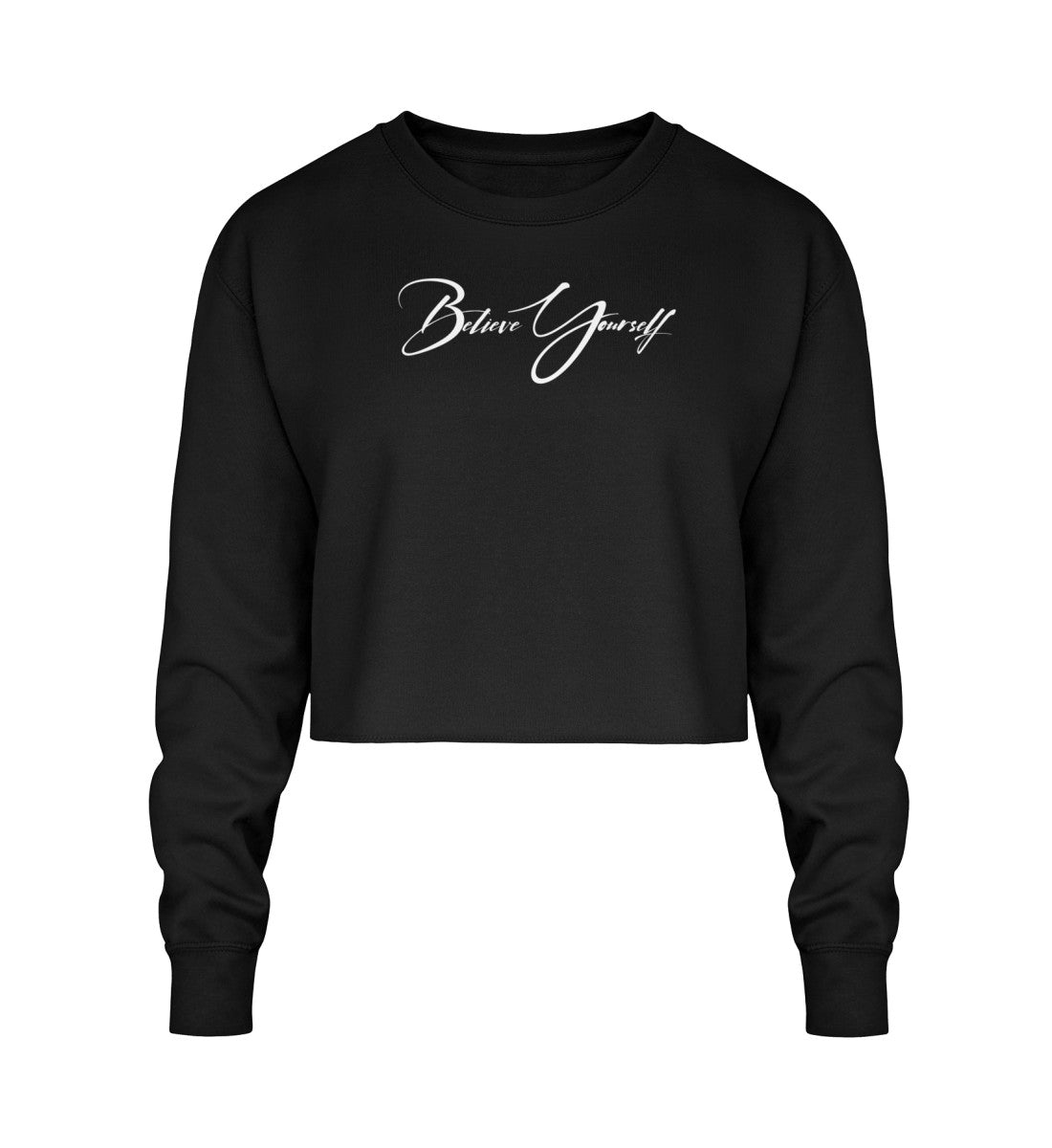 Cropped Sweatshirt schwarz veredelt mit einem einzigartigen Signature design hochwertig lässig und bequem 