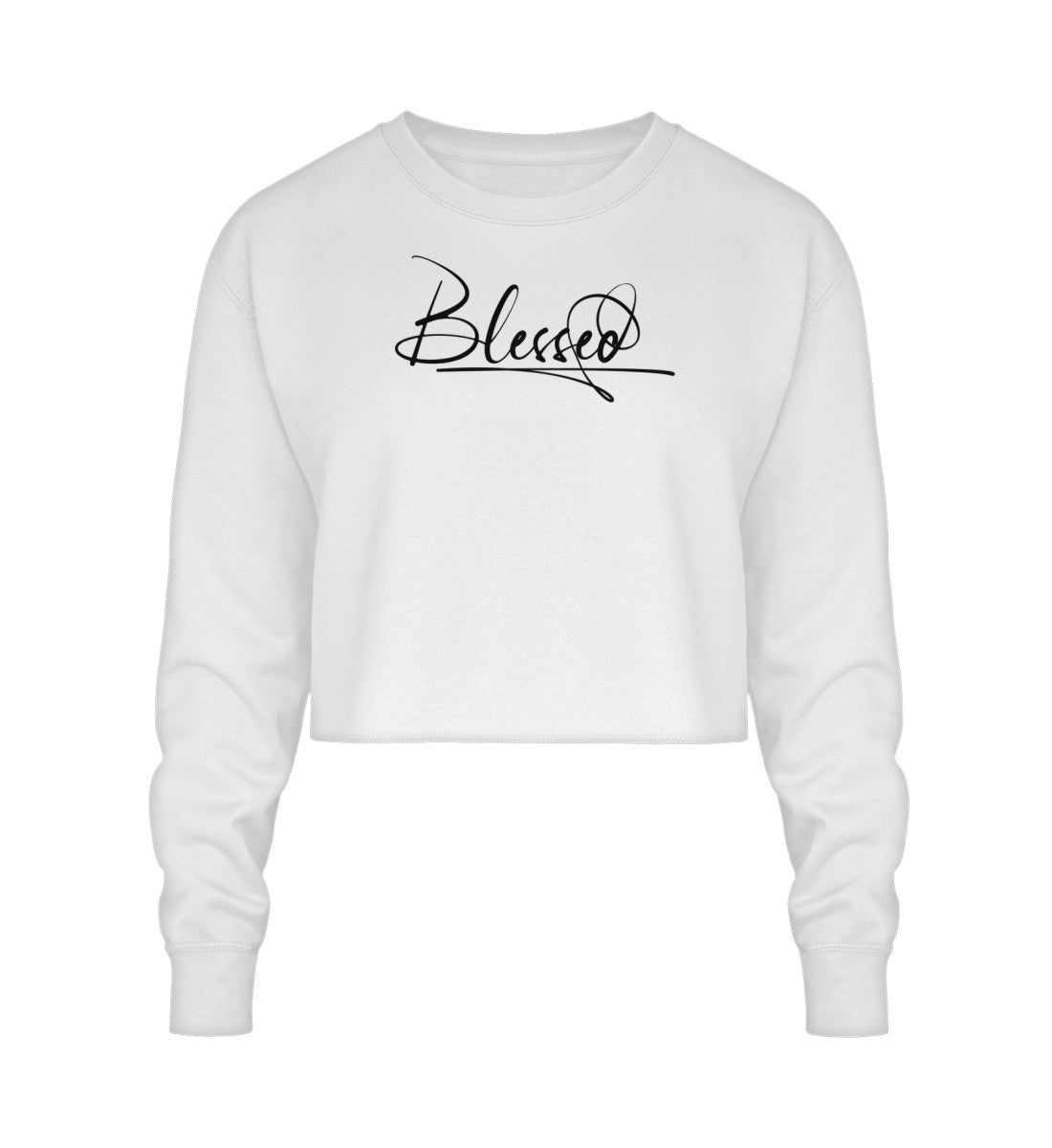 Cropped Sweatshirt weiß veredelt mit einem einzigartigen Signature design hochwertig lässig und bequem 