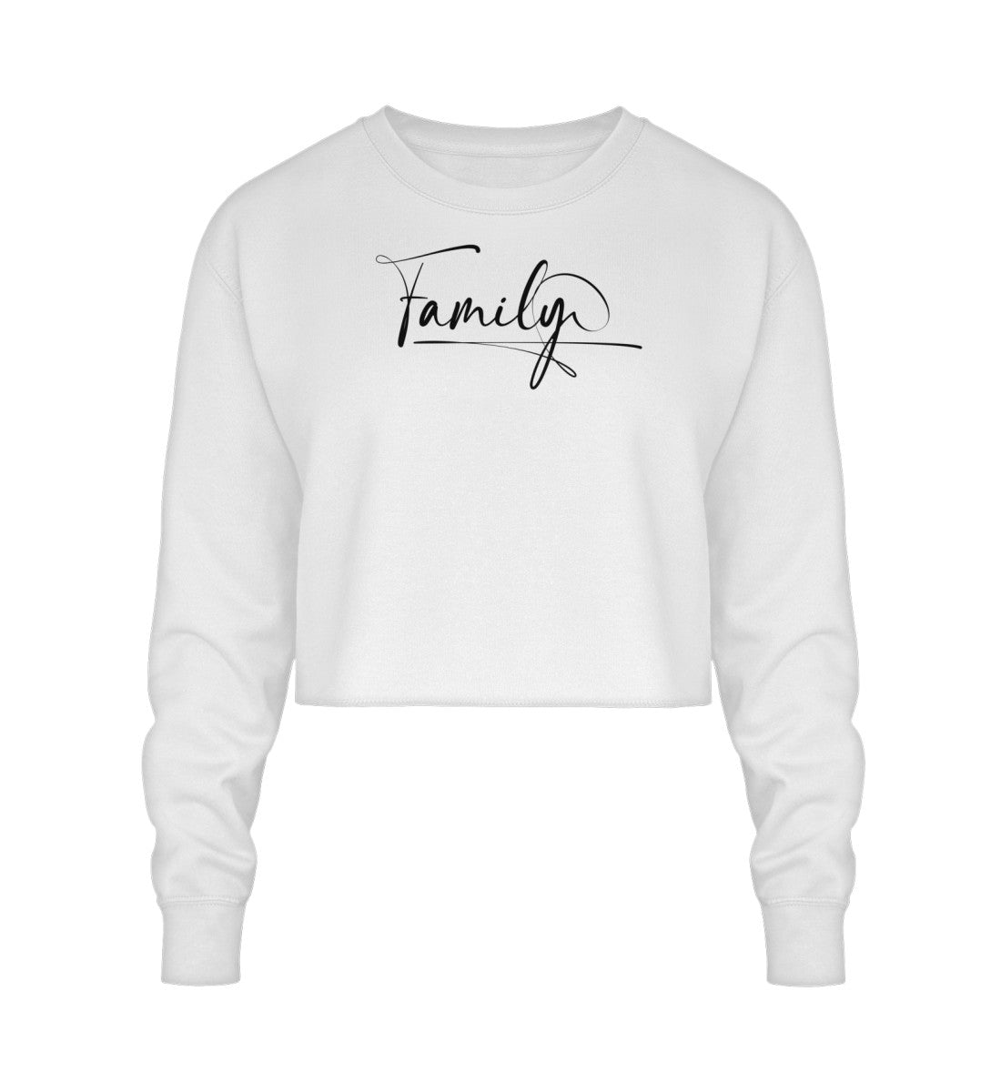 Cropped Sweatshirt weiß veredelt mit einem einzigartigen Signature design hochwertig lässig und bequem 