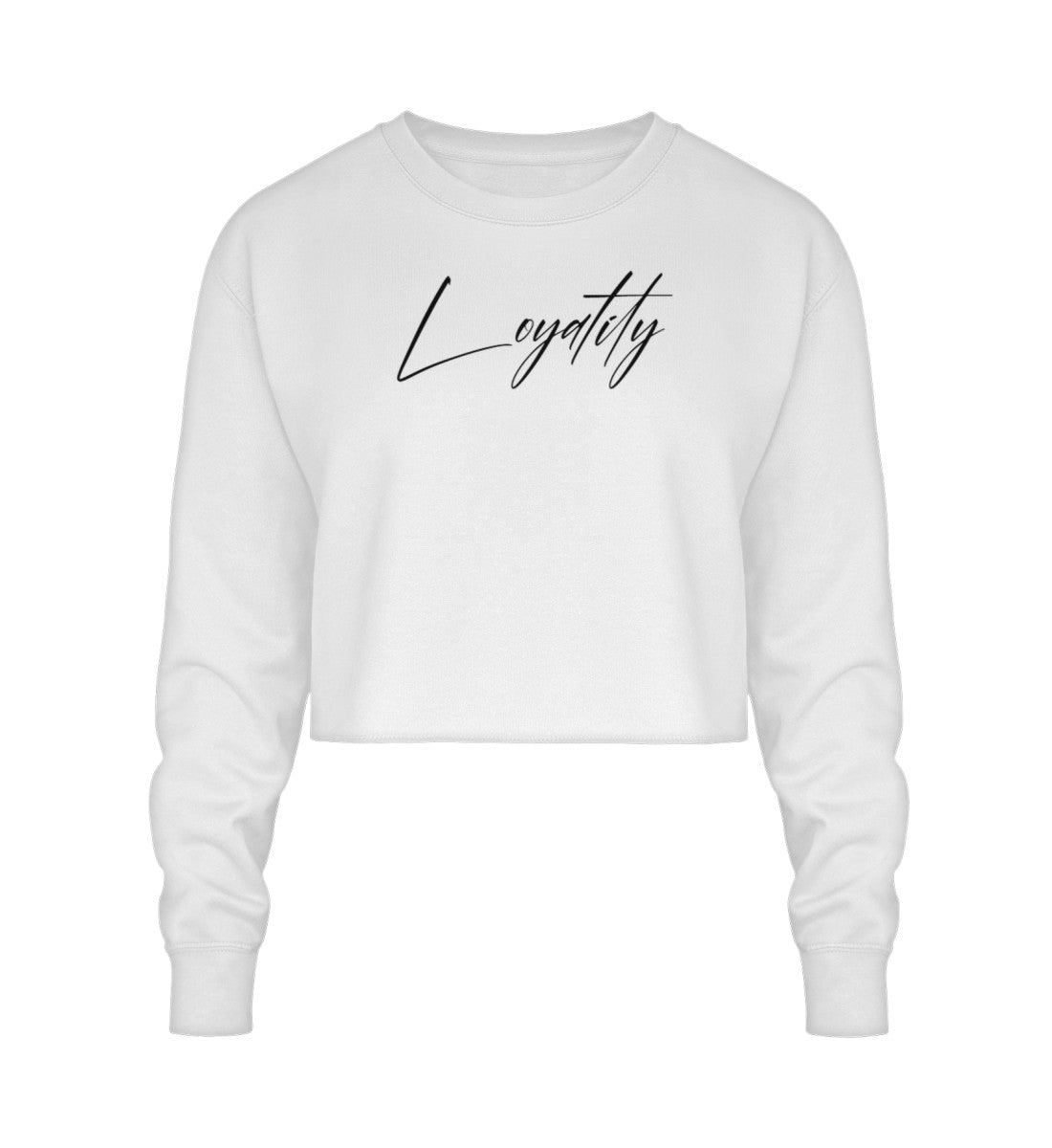 Cropped Sweatshirt weiß veredelt mit einem einzigartigen Signature design hochwertig lässig und bequem 