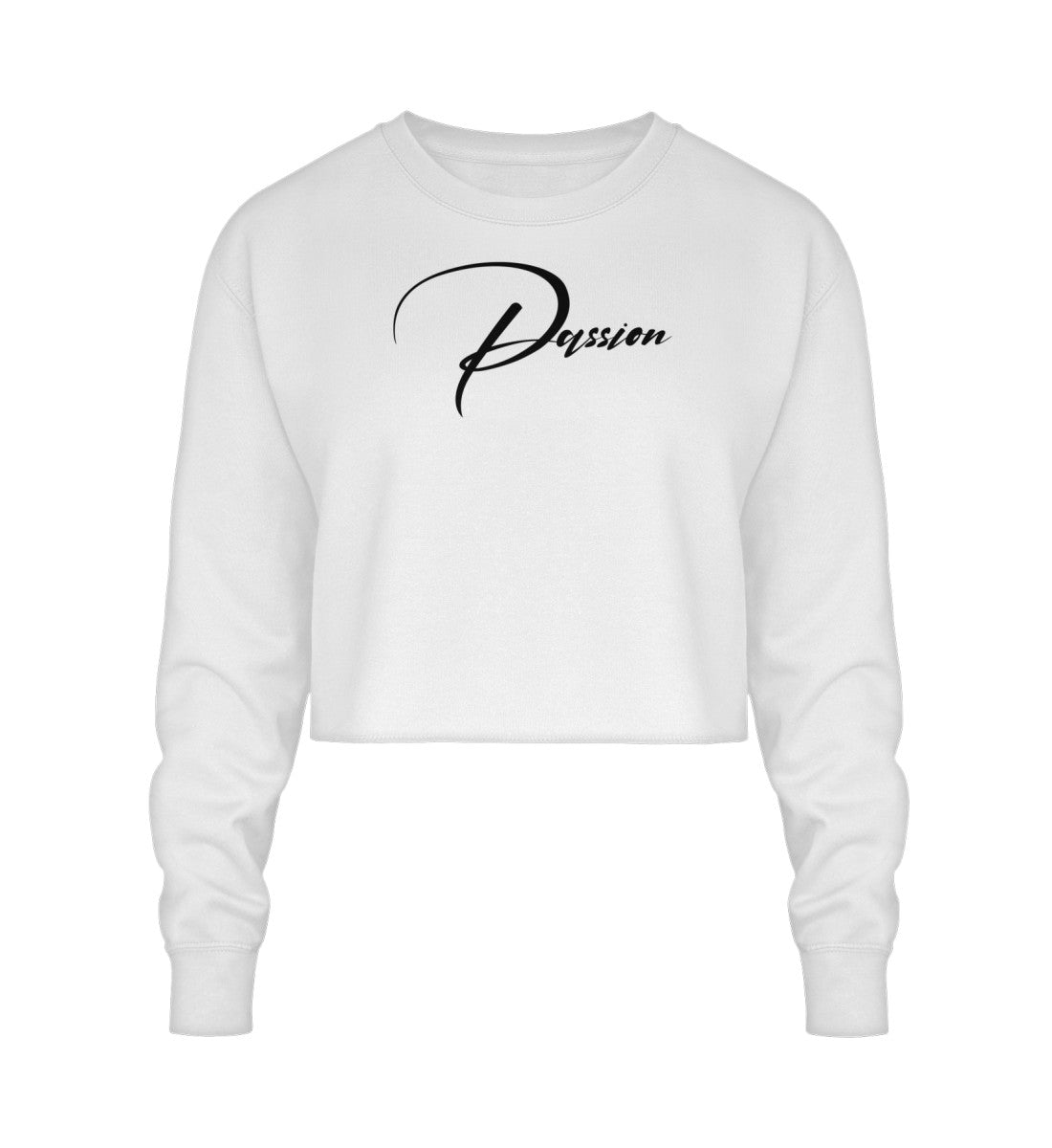 Cropped Sweatshirt weiß veredelt mit einem einzigartigen Signature design hochwertig lässig und bequem 