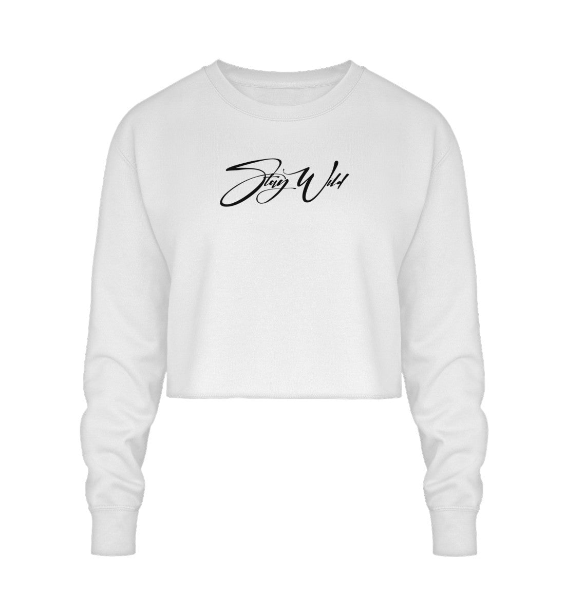 Cropped Sweatshirt weiß veredelt mit einem einzigartigen Signature design hochwertig lässig und bequem 