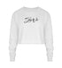 Cropped Sweatshirt weiß veredelt mit einem einzigartigen Signature design hochwertig lässig und bequem 