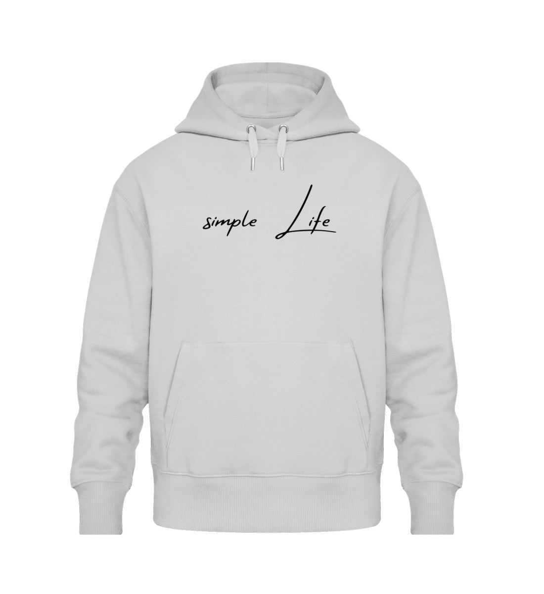 Herren Heather Grey Bequemer Oversized Hoodie mit dem minimalistischen Aufdruck &quot;Simple Life&quot;, der zu einem entspannten und unkomplizierten Lebensstil einlädt. Perfekt für entspannte Tage und einen gemütlichen Look.