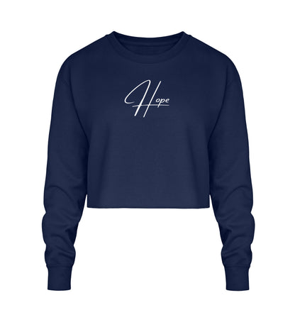 Nachhaltig produziertes Cropped Sweatshirt mit positivem Signature-Design, perfekt fürs Gym.