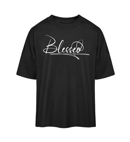 oversized T-Shirt schwarz aus bio baumwolle mit einem stylischen unterschriftsdesign umweltfreundlich hochwertig und bequem 